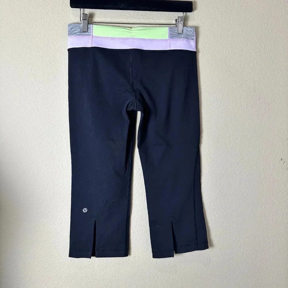 LULULEMON Gather & Crow Split Back Cropped Leggings Running TIghts - size 8